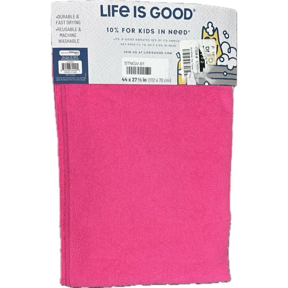 Life Is Good Pink Cowboy Boot Patch Microfiber Finished Edges Pet Drying Towel
